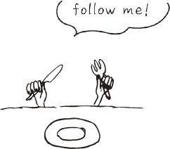 follow meと言っている女の子のイラスト