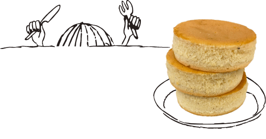 ぼうろを前にワクワクしている女の子のイラスト